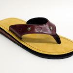 Combat Flip Flops have the sole of a combat boot; Griffin first came up with the idea for the unique style of shoe while touring a factory in Afghanistan. Photo courtesy of Combat Flip Flops