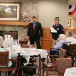 Issaquah/Mount Si VFW Post 3436 Commander Dean Van Dyke and Vice Commander David Waggoner thank the veterans for their service to America. Nicole Jennings/staff photo