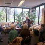 Over 30 seniors gather to welcome David Waggoner back to the Issaquah Valley Senior Center after his no-trespass order was lifted. Nicole Jennings/staff photo