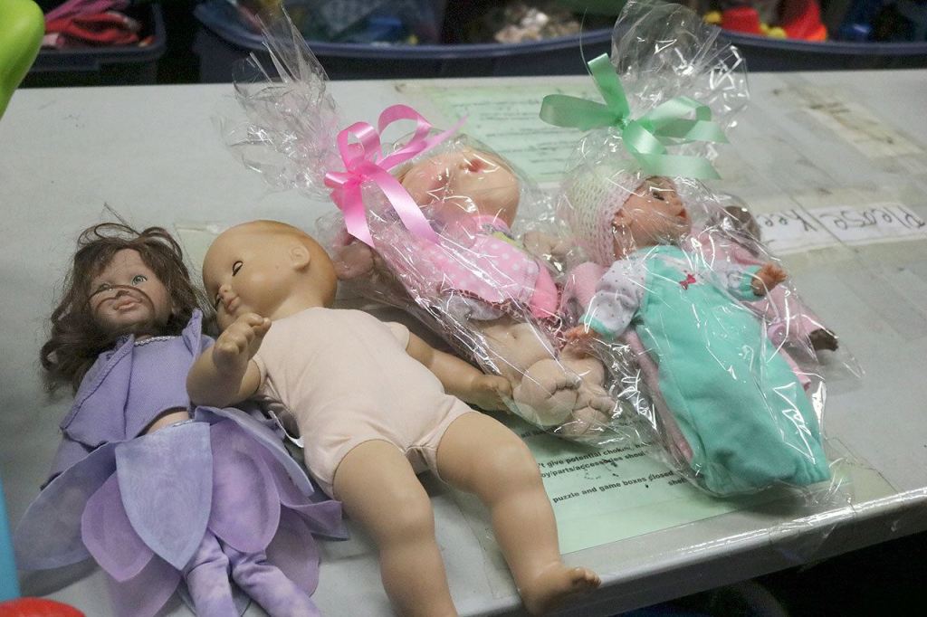 Dolls given to EBC go through a makeover process at a &lsquo;doll spa&rsquo; where they are transformed into appealing toys for youngsters. Nicole Jennings/staff photo