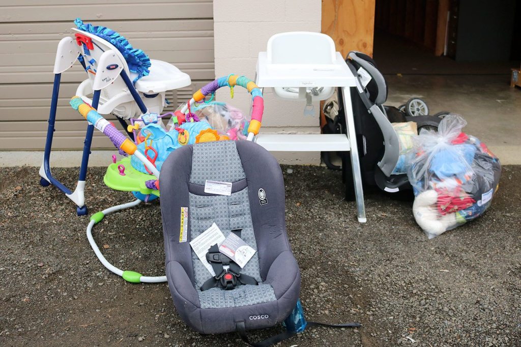 EBC gives out car seats and large packs of clothing with enough garments to last for a week. Nicole Jennings/staff photo