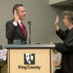 Dino Rossi takes his oath of office on Monday after the King County Council selected him to fill the 45th District Senate vacancy. Photo courtesy of King County