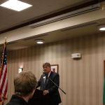 Thiele happily tells the crowd that the school district opened three new schools in the past year. Nicole Jennings/staff photo