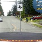 The mini-roundabout is a rubber curb that will be filled in with asphalt. Photo courtesy of city of Issaquah