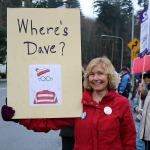 Protesters jokingly compared Rep. Reichert to the title character of the &ldquo;Where&rsquo;s Waldo&rdquo; books, who is known for being good at hiding. Nicole Jennings/staff photo