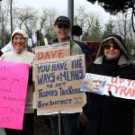 A Puget Sound rainstorm did not stop 150 people from coming out to voice their concerns on Tuesday. Nicole Jennings/staff photo