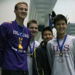 Issaquah&rsquo;s 200-yard medley relay team of Kyle Millis, Will Crewe, Christopher Leu and Brandon Leu finished with a record time of 1:35.42 (Joe Livarchik/staff photo).