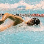 Issaquah&rsquo;s Brandon Leu competes in the 100 free. Leu placed fifth with a time of 47.7 (Joe Livarchik/staff photo).