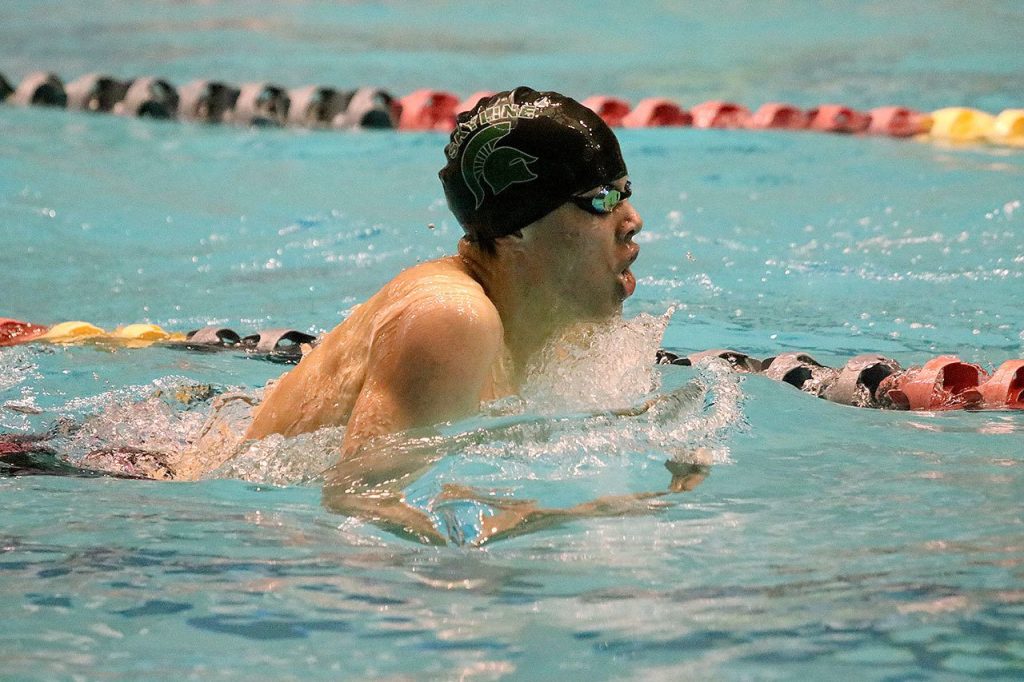 Skyline&rsquo;s Will O&rsquo;Daffer competes in the 200 IM. O&rsquo;Daffer placed fourth with a time of 1:54.69 (Joe Livarchik/staff photo).