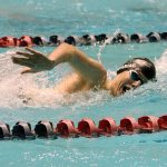 Skyline&rsquo;s Joseph Spaniac competes in the 500 free. Spaniac placed seventh with a time of 4:52.91 (Joe Livarchik/staff photo).