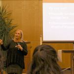 Australian cyber expert Susan McLean talks about social media and cyber safety to a group of parents during a presentation on Feb. 2 at Eastside Catholic School. Jaime Cao/For the Reporter