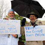 Nicole Jennings/staff photo                                Left, Jim Bernthal of Seattle borrowed the lab coat and scrubs of his friend Tom Harly, right, of Leavenworth, who is a retired doctor.