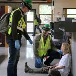 In a simulation of a real-life disaster, CERT class members were tasked with going into a building and searching for victims who had been seriously injured in an earthquake. Nicole Jennings/staff photo