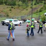 The class practiced lining up and doing outdoor search and rescue to find a dementia patient who became lost after the earthquake. Nicole Jennings/staff photo