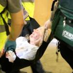 Class members practiced carrying victims on makeshift stretchers. Nicole Jennings/staff photo