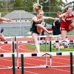 Photo courtesy of Rick Edelman/Rick Edelman Photography                                The Skyline Spartans girls track team captured a 80-72 victory against the Mount Si Wildcats. Spartans and Wildcats athletes competed in the 100-meter hurdles on April 27 at Skyline High School.