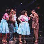 Costumes play an important role in telling the &ldquo;Dreamgirls&rdquo; story. Before becoming famous, the Dreamettes&rsquo; look is prim and proper. Photo courtesy of Village Theatre