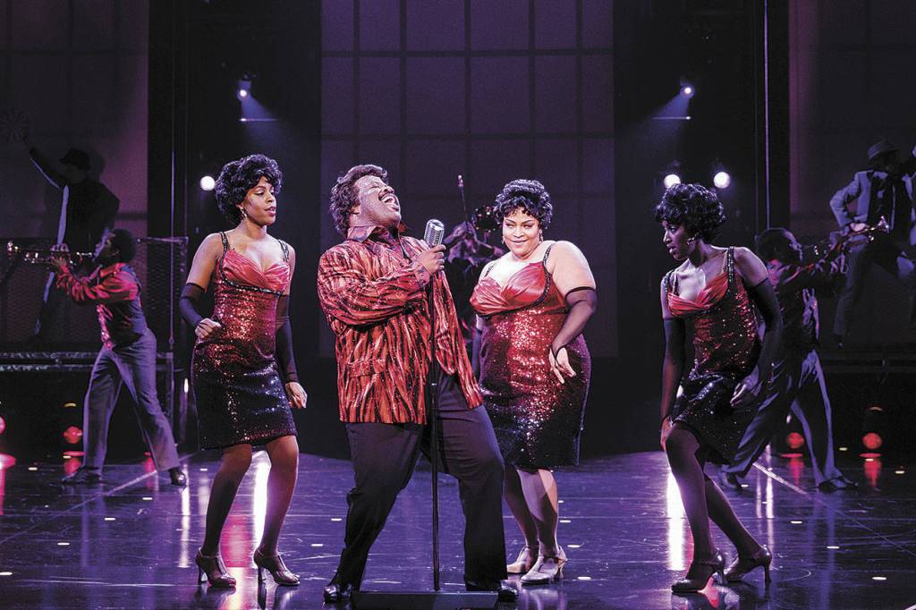 However, after the Dreamettes rise to stardom, their style goes from demure to dazzling. Photo courtesy of Village Theatre