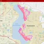 The image shows the erosion hazards near sensitive water bodies overlay and the no-disturbance area, noted by the darker color, located within that overlay. Photo courtesy of the city of Sammamish