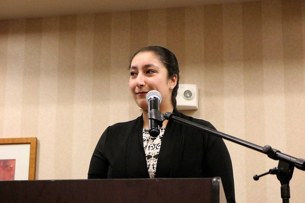 Liberty High senior Harkiran Singh accepts one of the Rotary Student of the Year Awards from the Issaquah Rotary. Nicole Jennings/staff photo