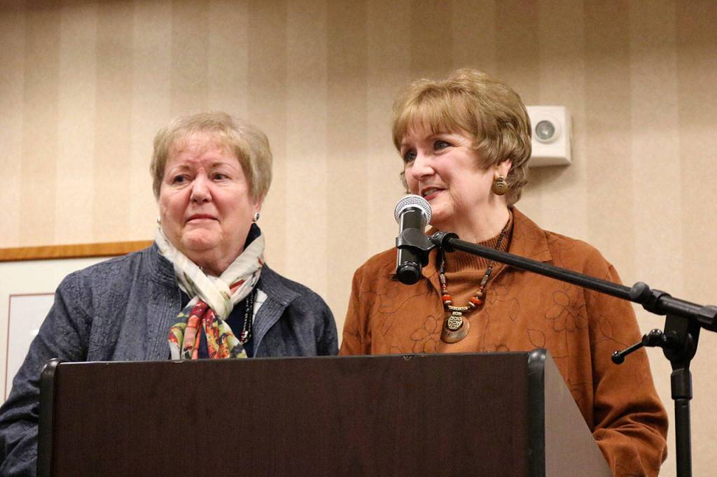 Issaquah Park Board Volunteer of the Year Award winners Jeannette Hudson, left, and Diane Setterholm, right. Carrie Rodriguez/staff photo