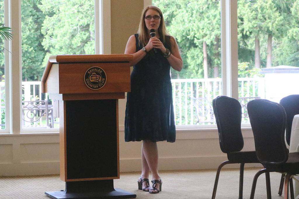 Local mom and businesswoman Leanne Kabat, owner of MamaCon, gave the keynote address. Nicole Jennings/staff photo