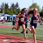 Photo courtesy of Don Borin/Stop Action Photography                                Eastlake Wolves junior Brooke Manson, left, captured second place in the Class 4A state track meet 800-meter run with a time of 2:11.51 on May 27 at Mount Tahoma High School in Tacoma. Lake Stevens sophomore Taylor Roe nabbed first place with a time of 2:11.09.