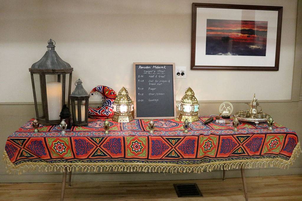 Abeldayem brought her Ramadan decorations all the way from Egypt and shared them for the Iftar dinner at the Pine Lake Community Center. Nicole Jennings/staff photo