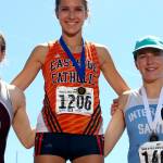 Photo courtesy of Karen Hatch                                Eastside Catholic Crusaders freshman track athlete Kate Jendrezak captured a Class 3A state title in the 800-meter dash,clocking a time of 2:10.99 on May 27 at Mount Tahoma High School in Tacoma. Holy Names Academy senior Erin Ripplefinished in second place with a time of 2:13.18.