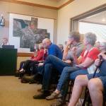 Julie Koler testifies as to the historic significance of the Providence Heights campus on Tuesday in the Issaquah Council Chambers. About 50 people came out to the first round of the Providence Heights appeal hearing.