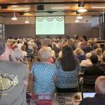 There was standing room only to hear the primary candidates speak at the forum Monday. Megan Campbell/staff photo
