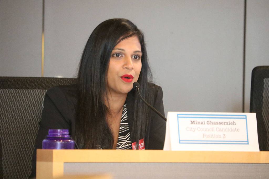 Immigration attorney Minal Ghassemieh, 36, has lived in Sammamish with her husband and three young children for six years. She&rsquo;s running for Sammamish City Council Position 3, which will see a primary in August. Megan Campbell/staff photo