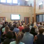 The candidates spoke to a full house at the Blakely Hall forum. Nicole Jennings/staff photo