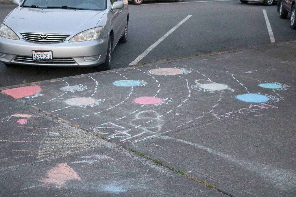 The solar system sized down to a sidewalk. Nicole Jennings/staff photo