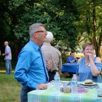 Chamber of Commerce Director Kathy McCorry has a laugh during dinner.