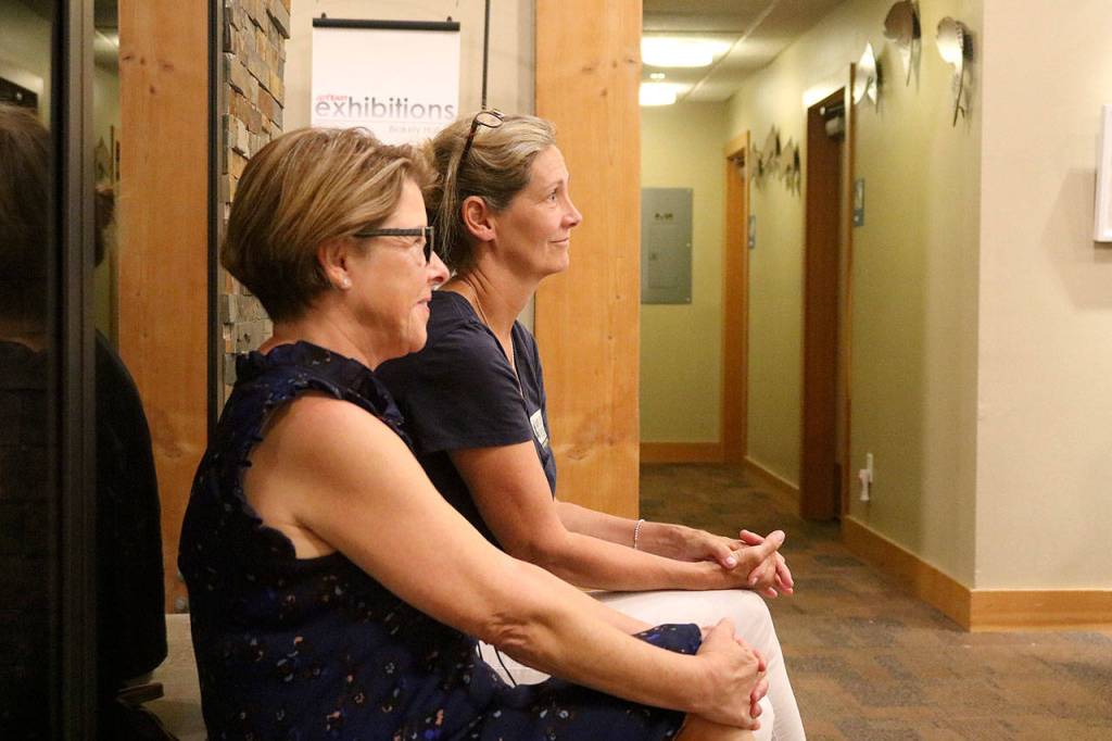 Deputy Council President and mayoral candidate Mary Lou Pauly reacts to council candidate Richard Swanson&rsquo;s public endorsement of her. Nicole Jennings/staff photo