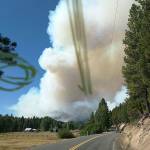 The Jolly Mountain Fire near Cle Elum, as photographed from a firetruck on Saturday, has been contributing significantly to the smoke and ash in Issaquah and Sammamish. Photo courtesy of Harvey Moyer