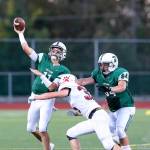 Photo courtesy of Rick Edelman/Rick Edelman Photography                                Skyline Spartans quarterback Joe Green just got rid of the football before being hit by a Mount Si Wildcats defensive player. The Wildcats defeated the Spartans 41-30 in the season opener for both teams on Sept. 1. Skyline (0-1) will host the Newport Knights in a KingCo 4A matchup at 7 p.m. on Sept. 8 at Skyline High School in Sammamish.