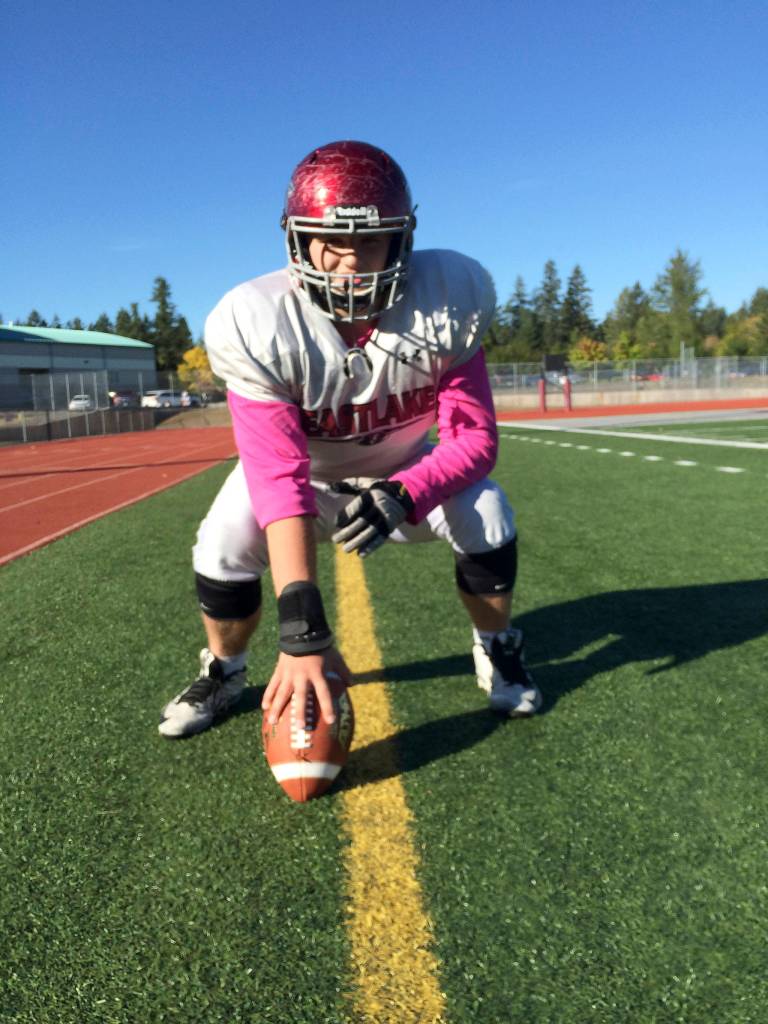 Shaun Scott/staff photo                                Eastlake Wolves senior center/nose guard Spencer Thompson is the leader of his team in the trenches.