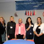 From left, Michell Darnell, Patty Kuderer, Indian Association moderator, Jinyoung Lee Englund, and Manka Dhingra at the Eastside Candidates Forum on Thursday. Raechel Dawson/staff photo