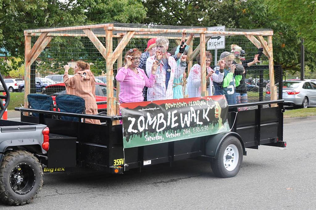 The zombies of Issaquah advertise for the annual Issaquah Zombie Walk on Oct. 28. Nicole Jennings/staff photo