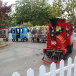 Kids enjoy a train ride in front of the Field of Fun. Nicole Jennings/staff photo