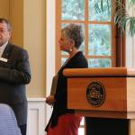 Alan Finkelstein receives the award for Best Business Person from Jenni Butz. Nicole Jennings/staff photo