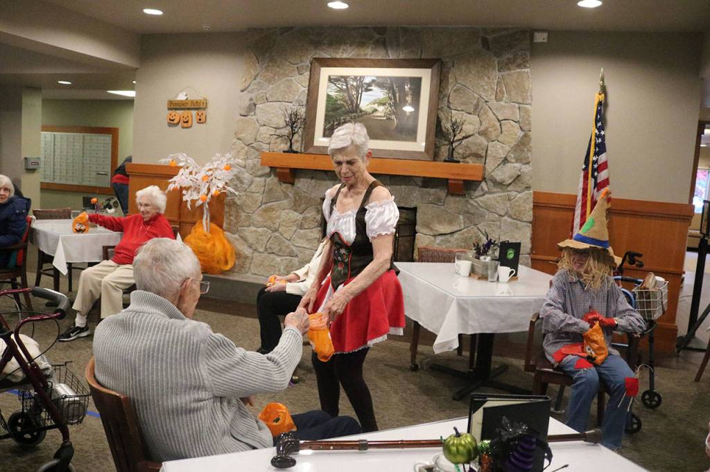 Spiritwood residents started their own impromptu trick-or-treat with one another. Nicole Jennings/staff photo
