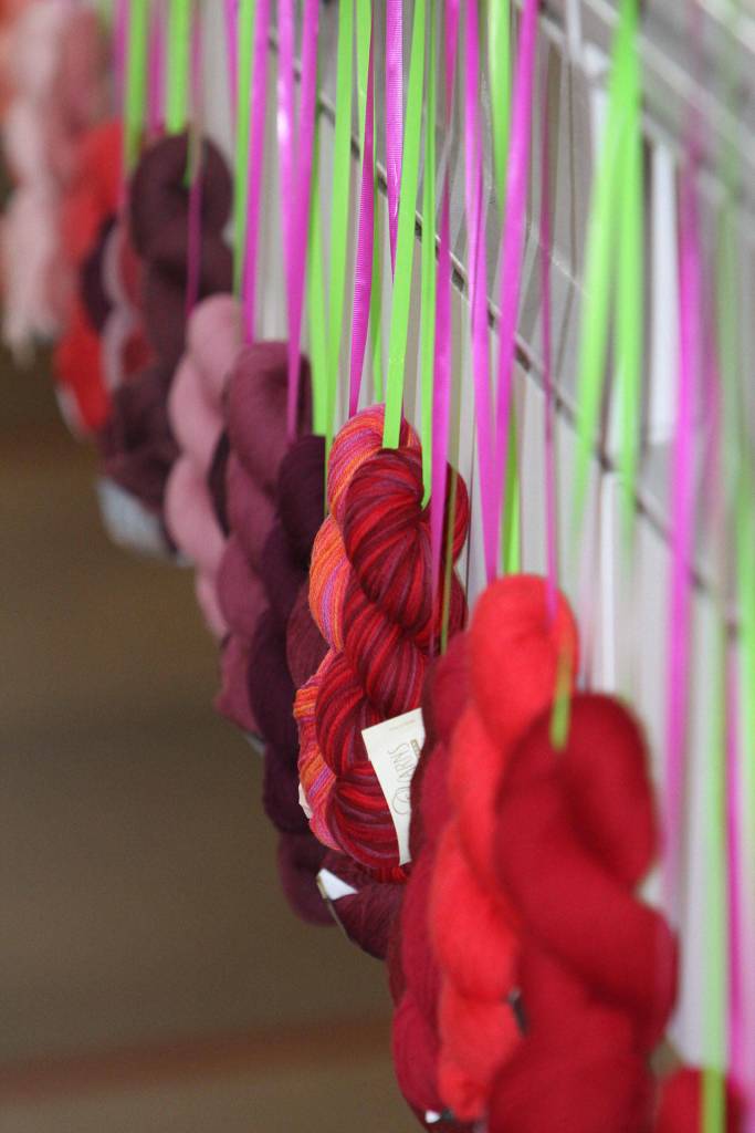 On Sunday, skeins of yarn are hung around the Marketplace and dropped in a &ldquo;yarn drop.&rdquo; Steve Schneider/Vogue Knitting LIVE