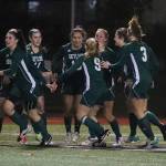 Photo courtesy of Don Borin/Stop Action Photography                                Skyline players surround senior Julia Mitchell following her goal against the Issaquah Eagles. The Spartans defeated the Eagles 1-0 on Nov. 2 at Gary Moore Stadium in Issaquah.