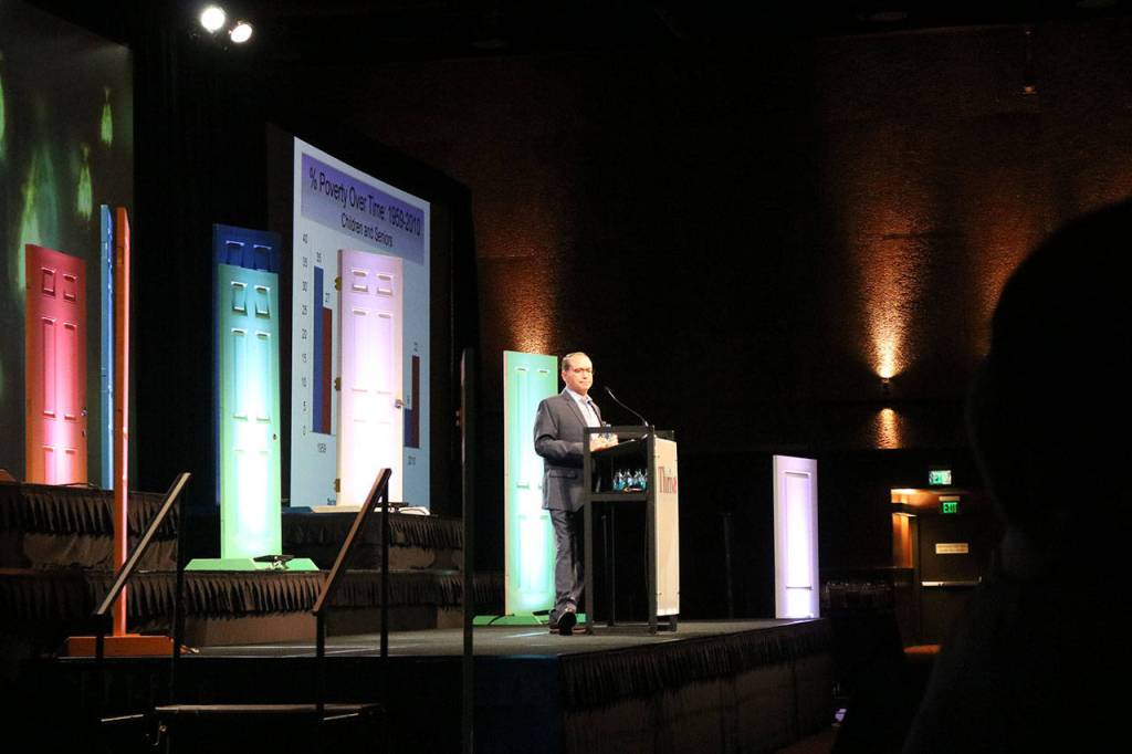 Pediatrician Benjamin Hoffman gives the keynote address, focused on advocating for children from low-income backgrounds. Nicole Jennings/staff photo