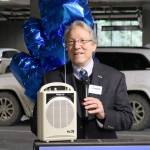 Sammamish Mayor Bob Keller spoke to the crowd about the history of the site and welcomed the doctors to the city. (Evan Pappas/Staff Photo)