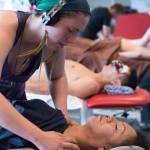 Issaquah massage therapist Elise Volkmann performs a massage at the 2017 World Massage Championships in Copenhagen, Denmark. Photo courtesy of Elise Volkmann