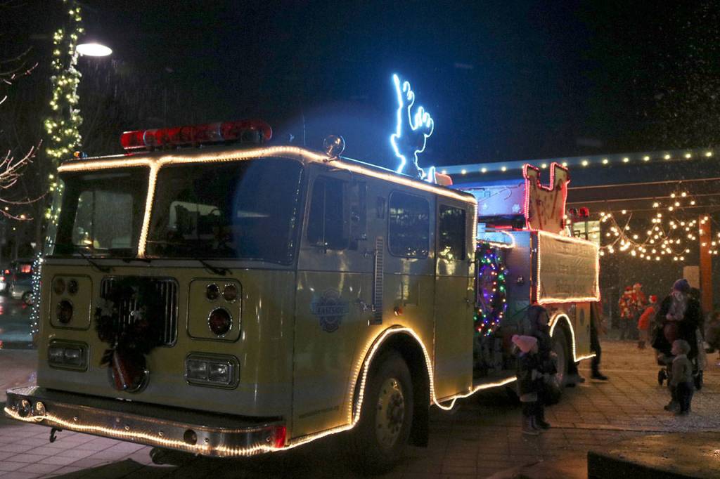 Eastside Fire and Rescue decorated one of their trucks with a ton of lights for attendees to take pictures with. (Evan Pappas/Staff Photo)